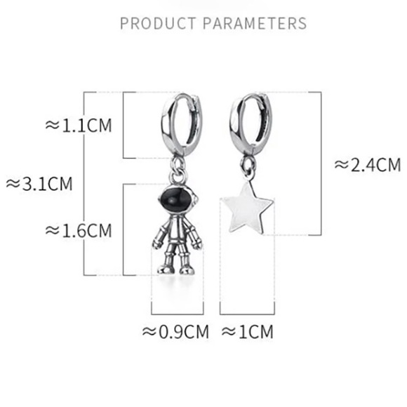 🪐Insta cosmic asymmetric sterling silver earrings - Picture 3 of 6